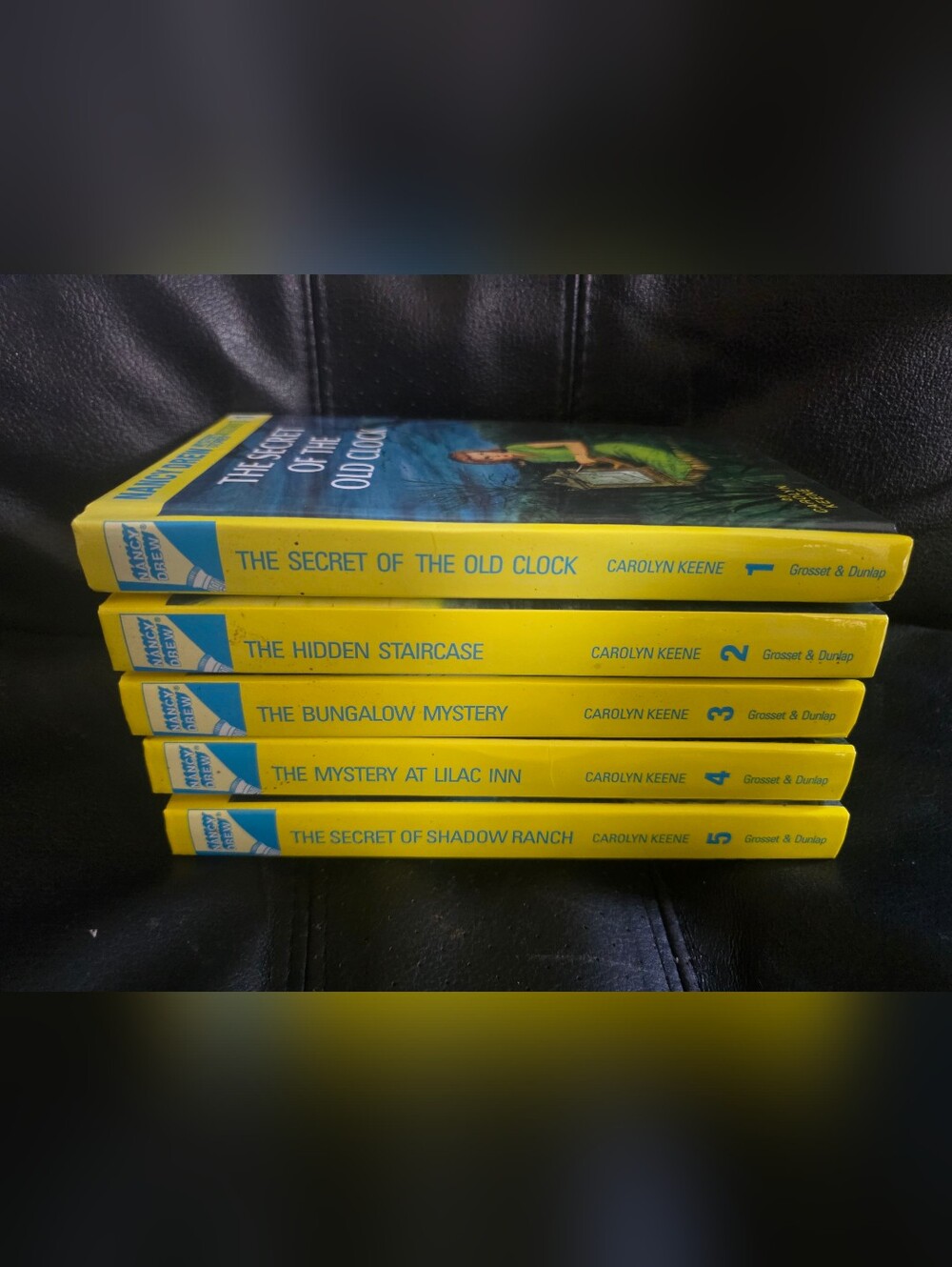 NANCY DREW ~Lot Of 4 YELLOW Matte COVER Hardbacks #1 to 5 Carolyn Keene